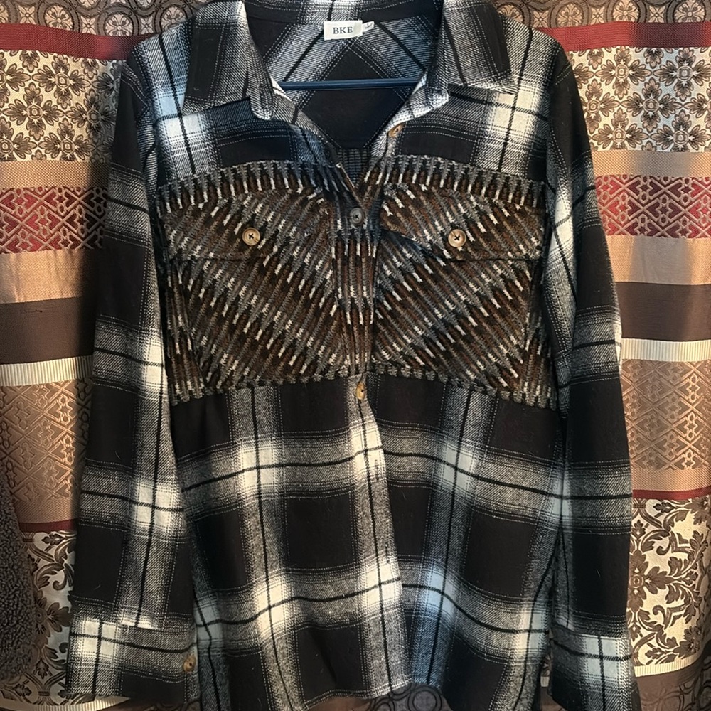 BKE from Buckle mixed media flannel shacket